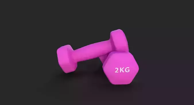 Dumbbell Hexagonal 2KG Low-poly 3D model