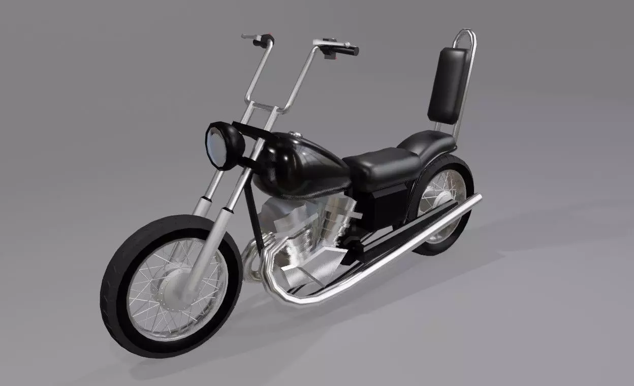 Moto Chopper - Custom Low-poly 3D model