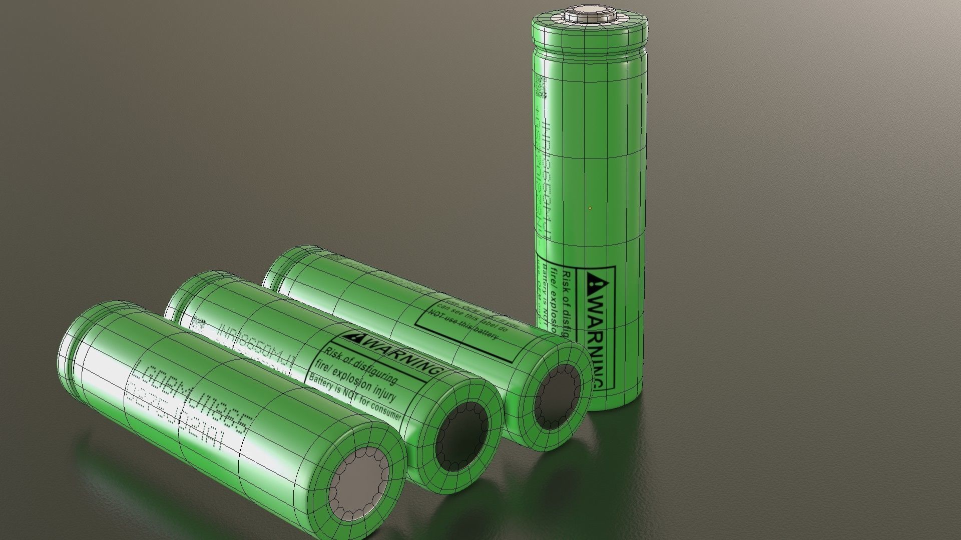 Battery rechargeable 18650 Low-poly 3D model_5