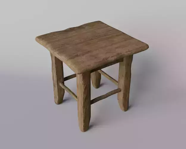 Stool wooden 3D model