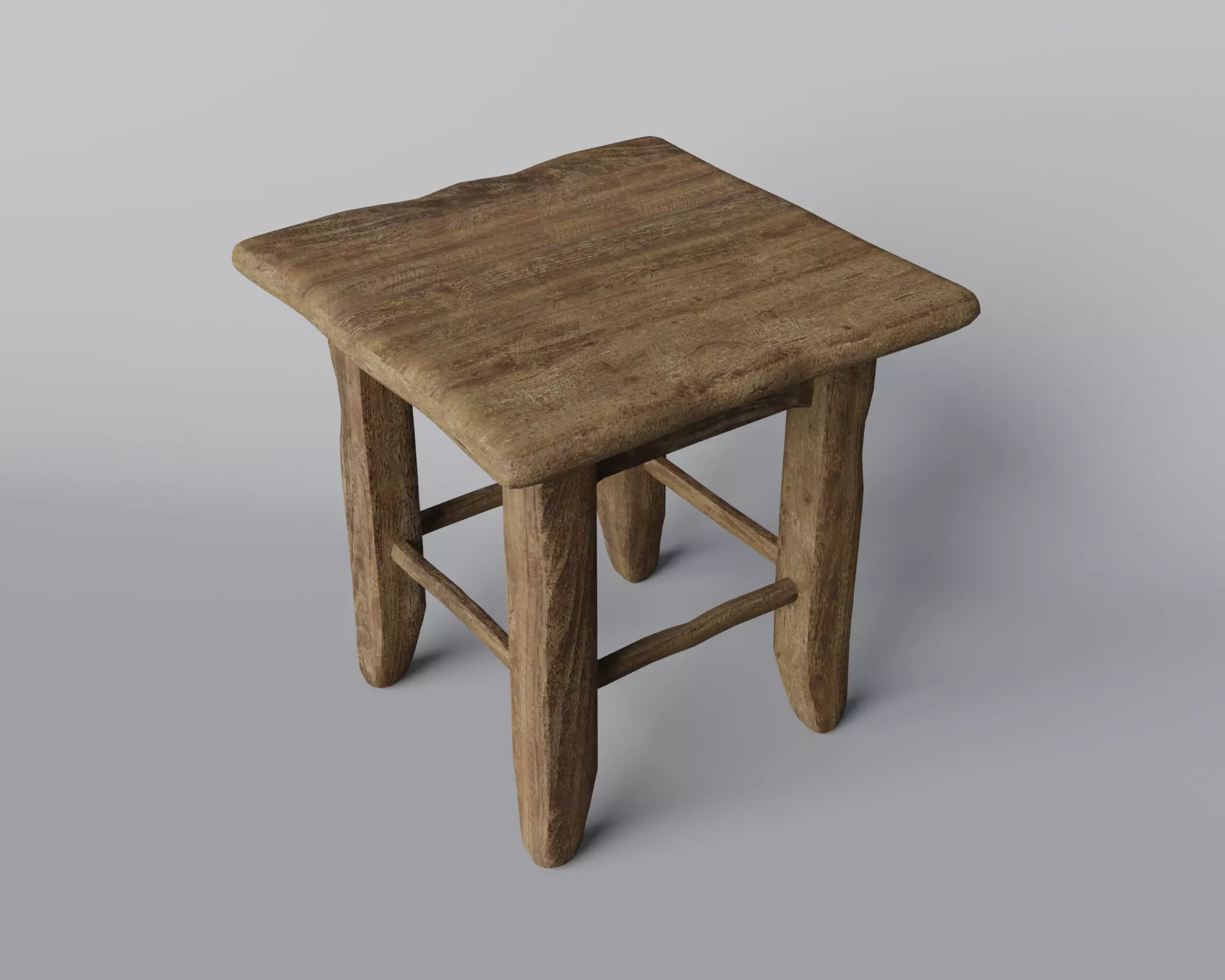 Stool wooden 3D model Free 3D model_0
