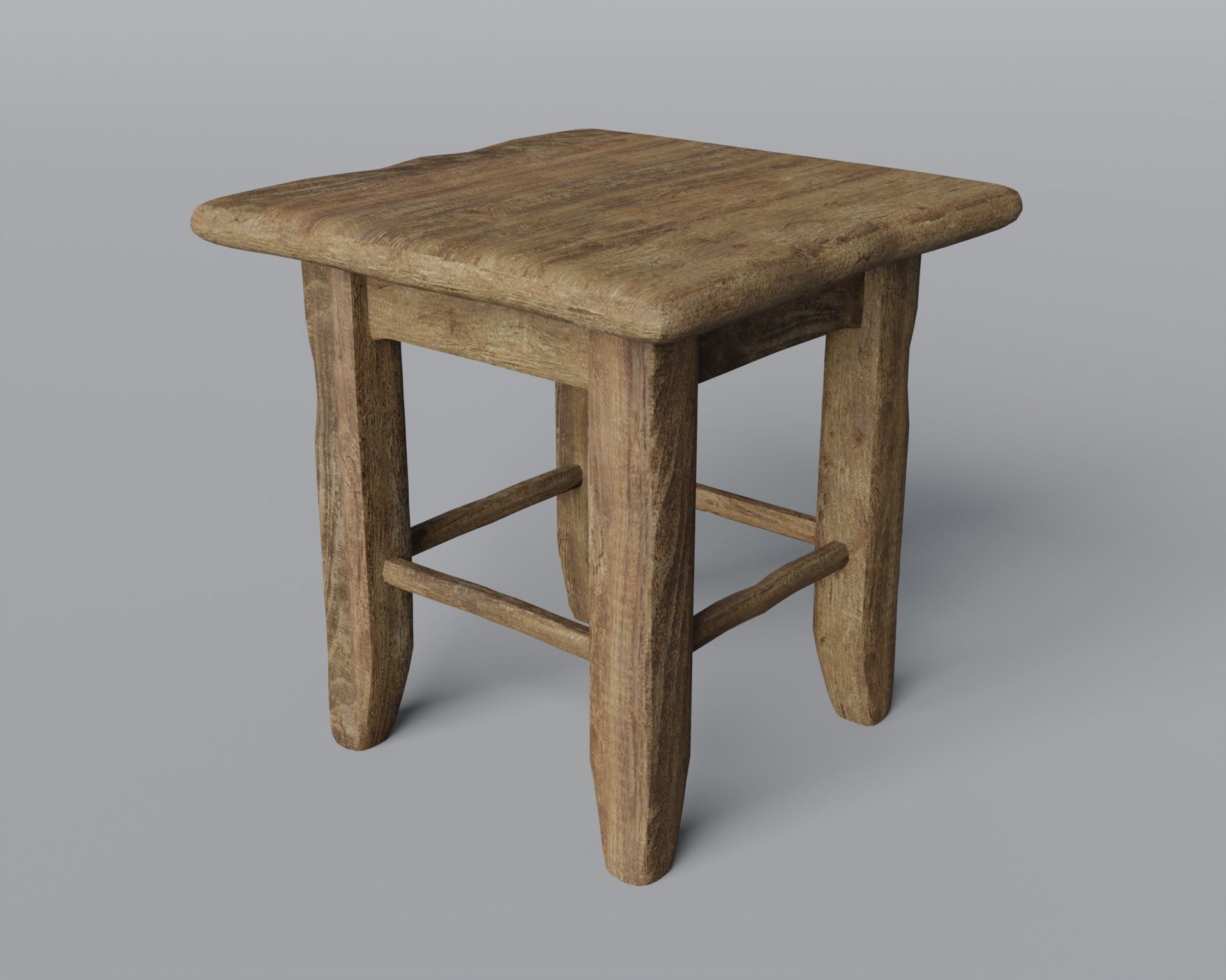Stool wooden 3D model Free 3D model_1