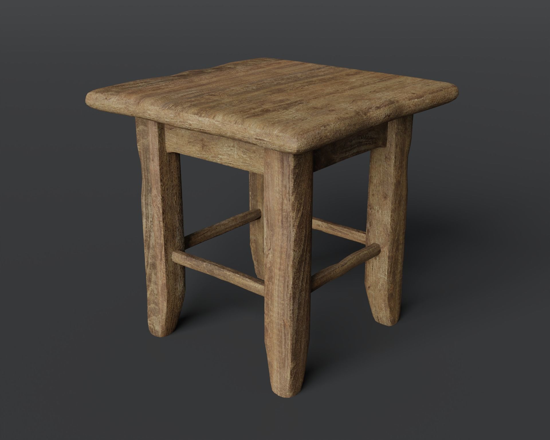 Stool wooden 3D model Free 3D model_4