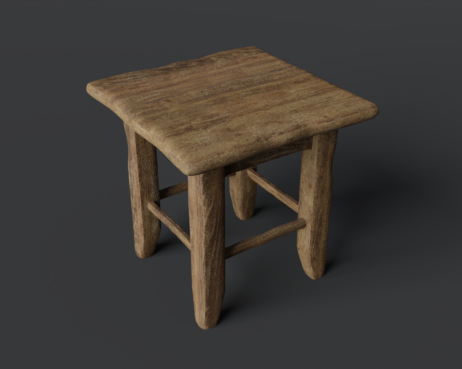 Stool wooden 3D model Free 3D model_3