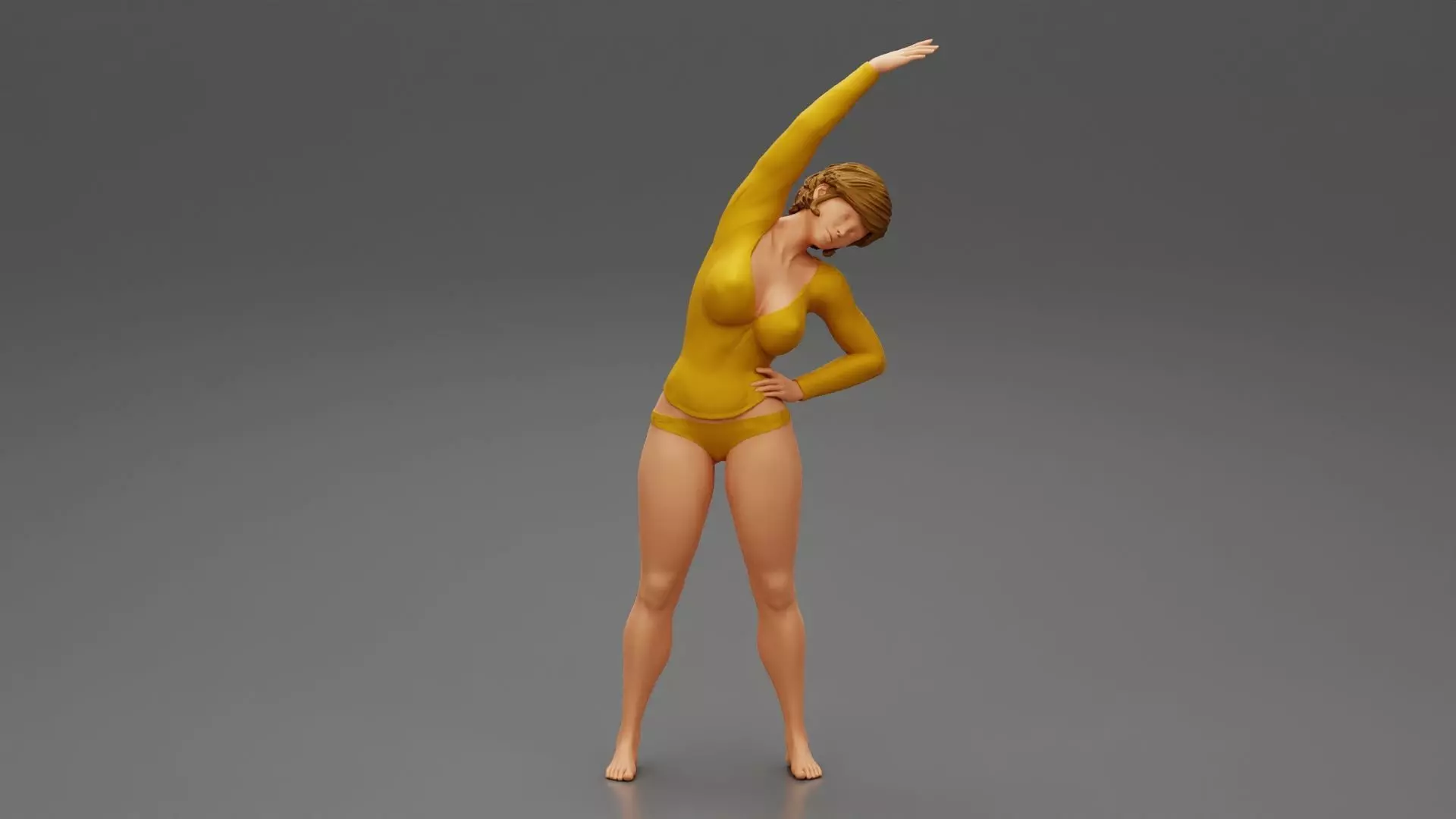 Girl Doing Gymnastics In The Morning 3D print model_0