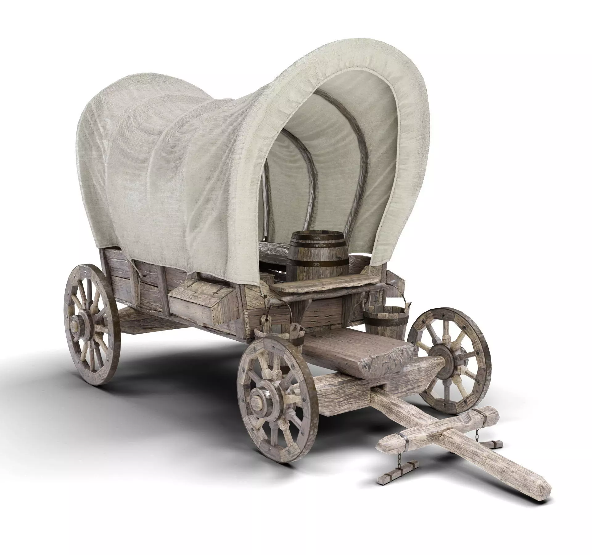 Old Horse Carriage Low-poly 3D model_0