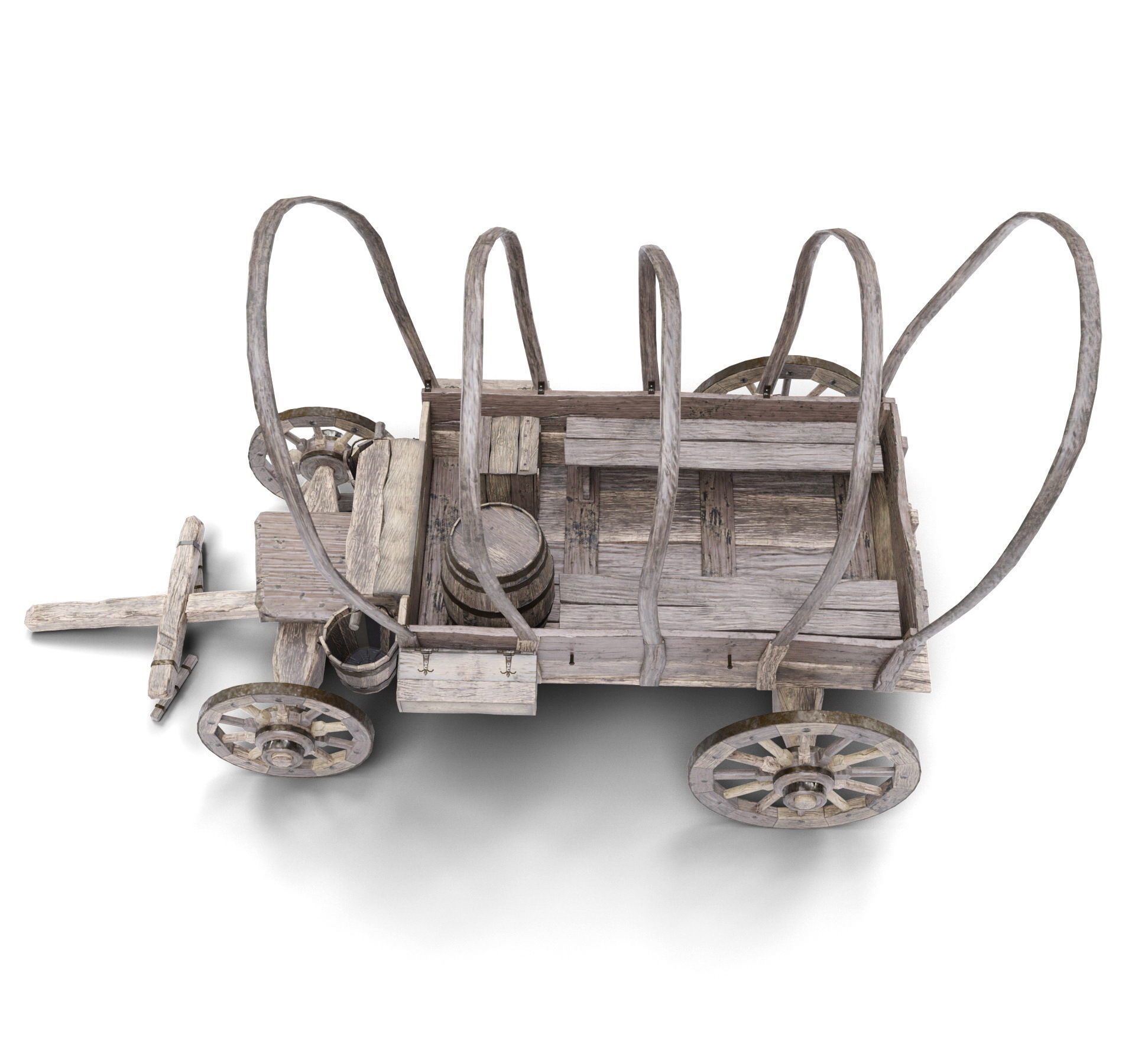 Old Horse Carriage Low-poly 3D model_4