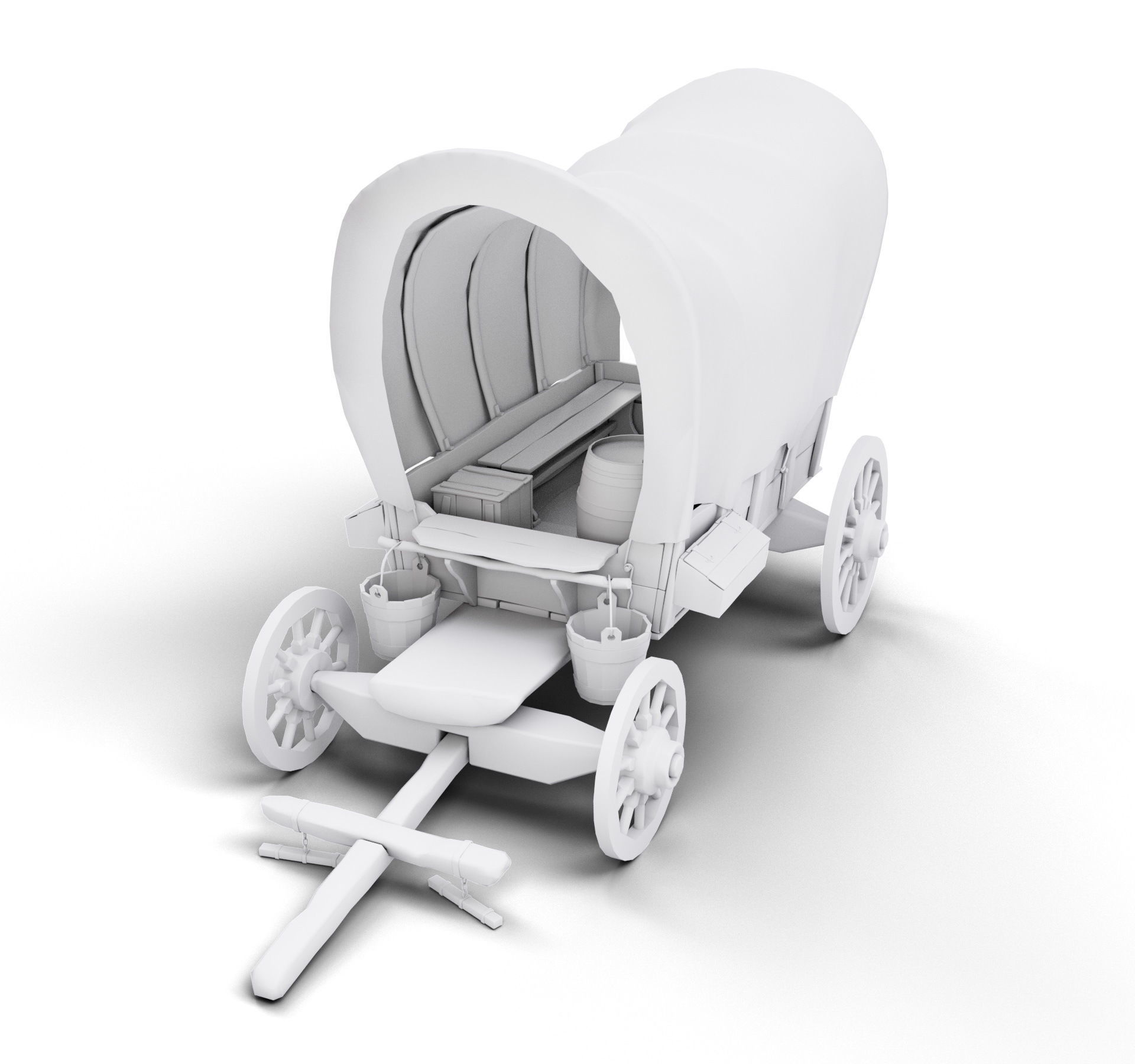 Old Horse Carriage Low-poly 3D model_5