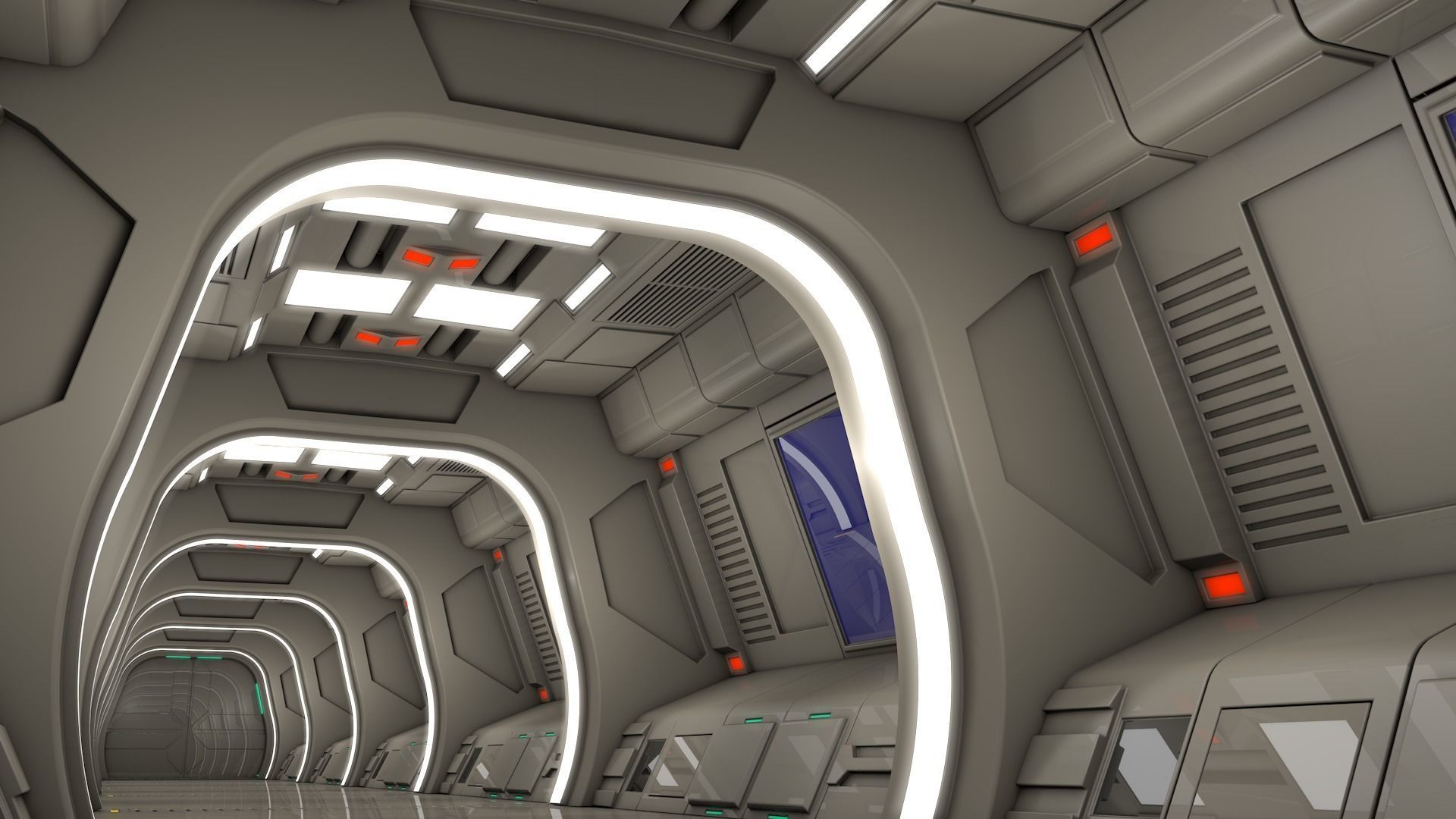 Sci Fi Corridor 3D model_1