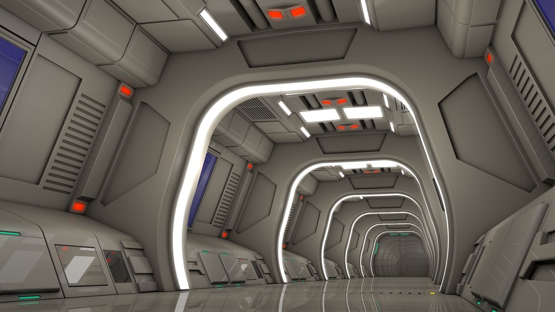 Sci Fi Corridor 3D model_2