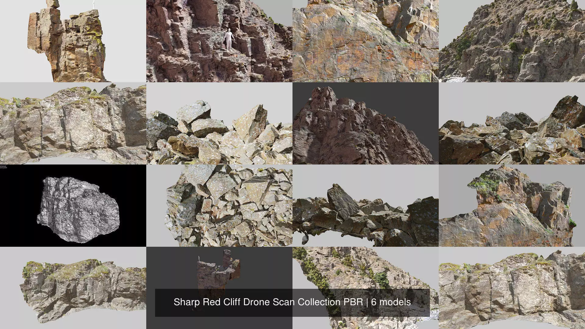 Sharp Red Cliff Drone Scan Collection PBR _0