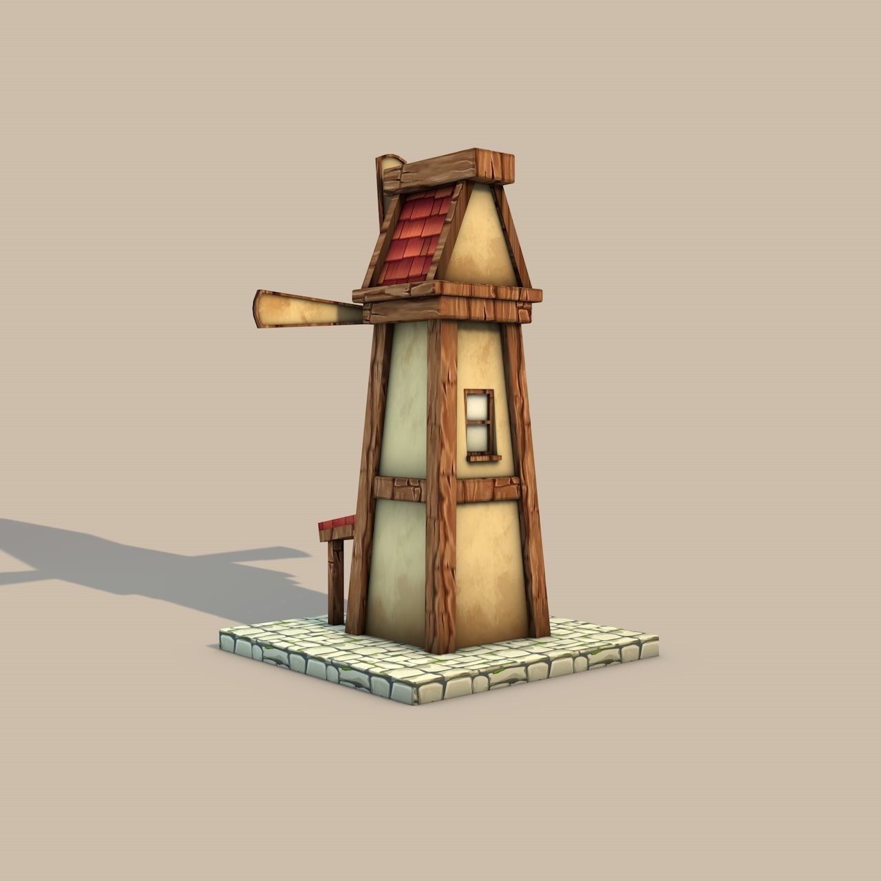Cartoon Fantasy Mill Low-poly 3D model_3