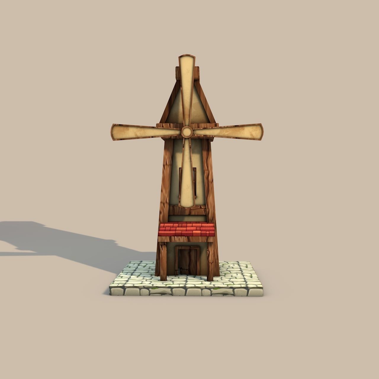 Cartoon Fantasy Mill Low-poly 3D model_1