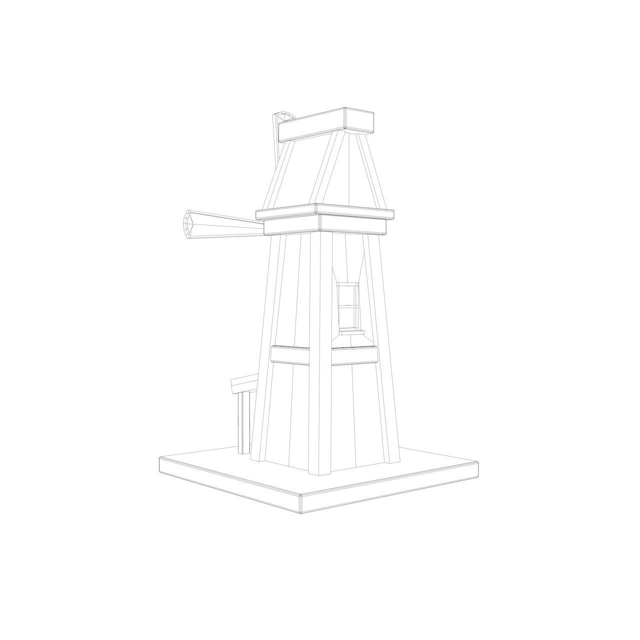 Cartoon Fantasy Mill Low-poly 3D model_11