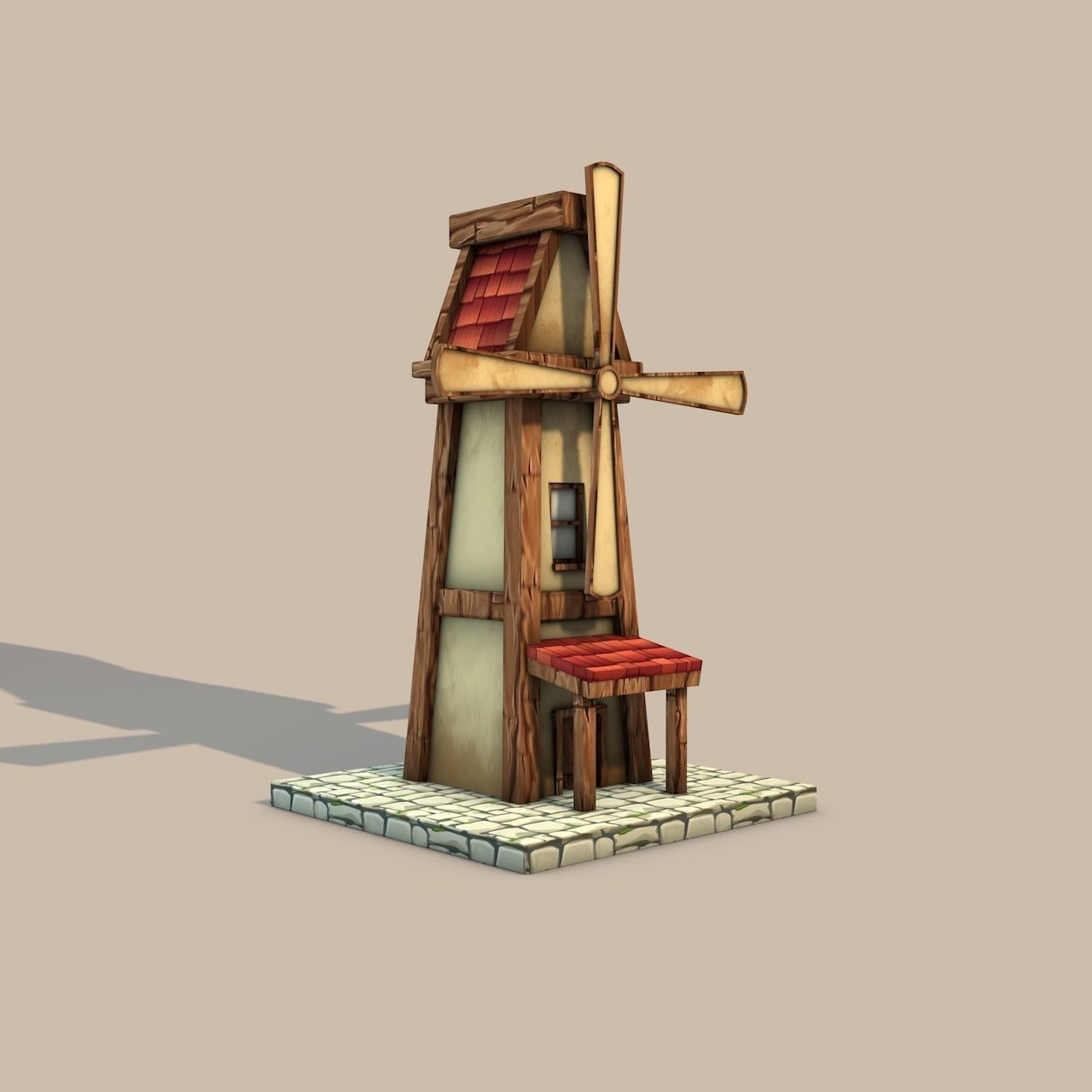 Cartoon Fantasy Mill Low-poly 3D model_6