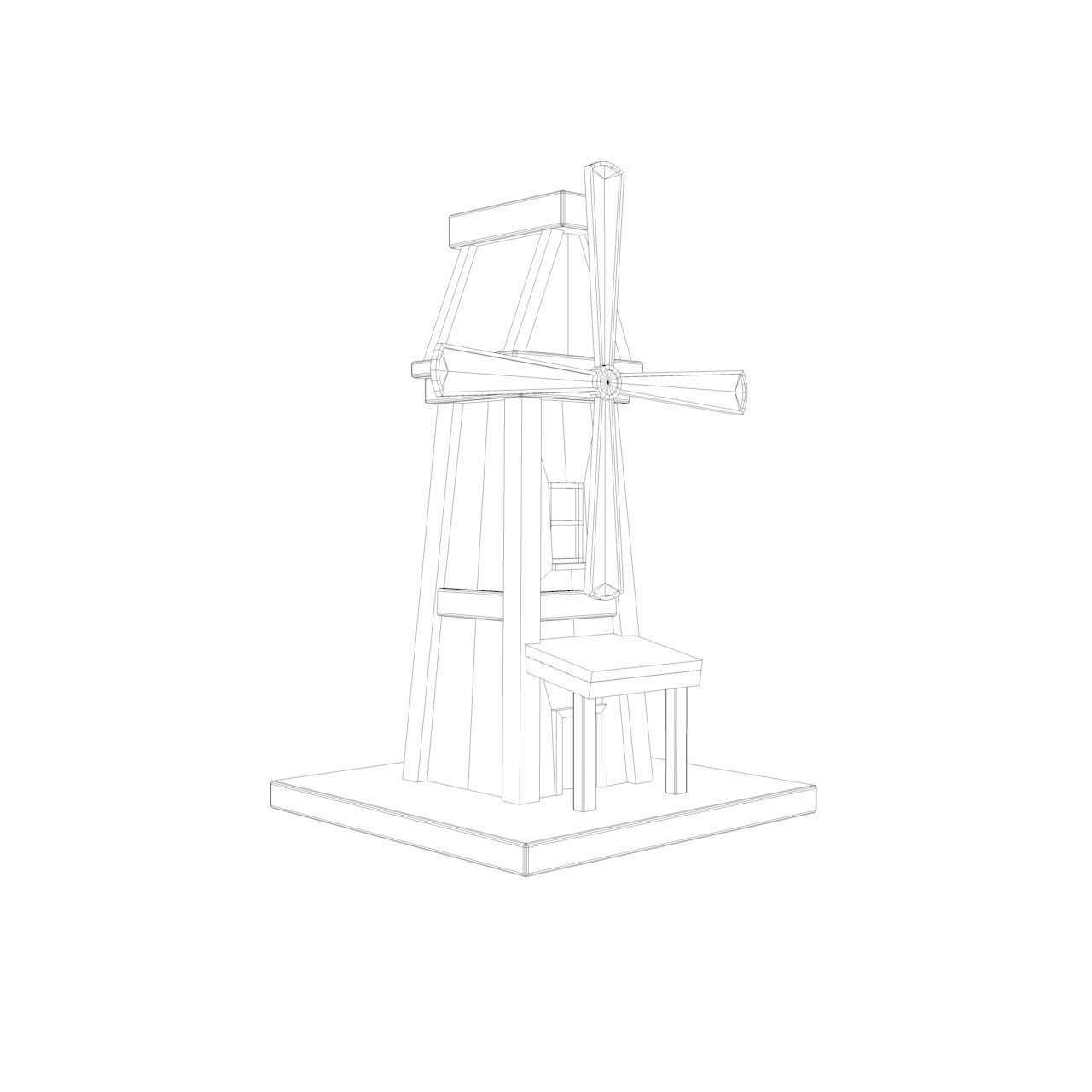 Cartoon Fantasy Mill Low-poly 3D model_14