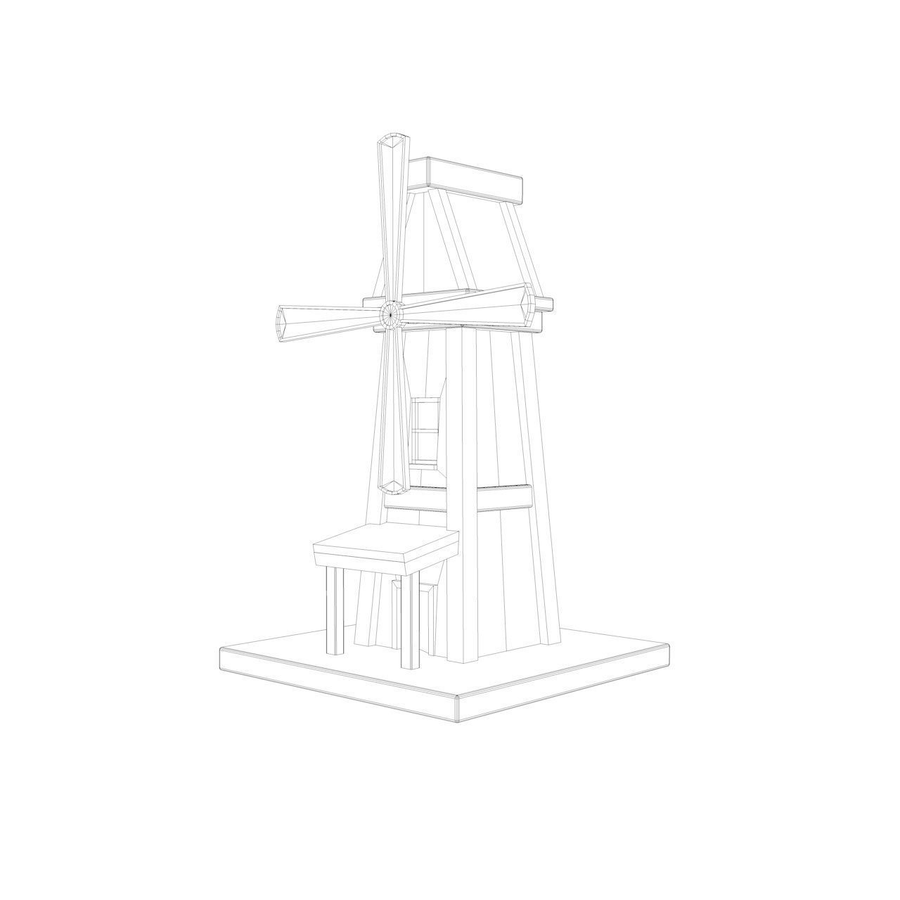 Cartoon Fantasy Mill Low-poly 3D model_9