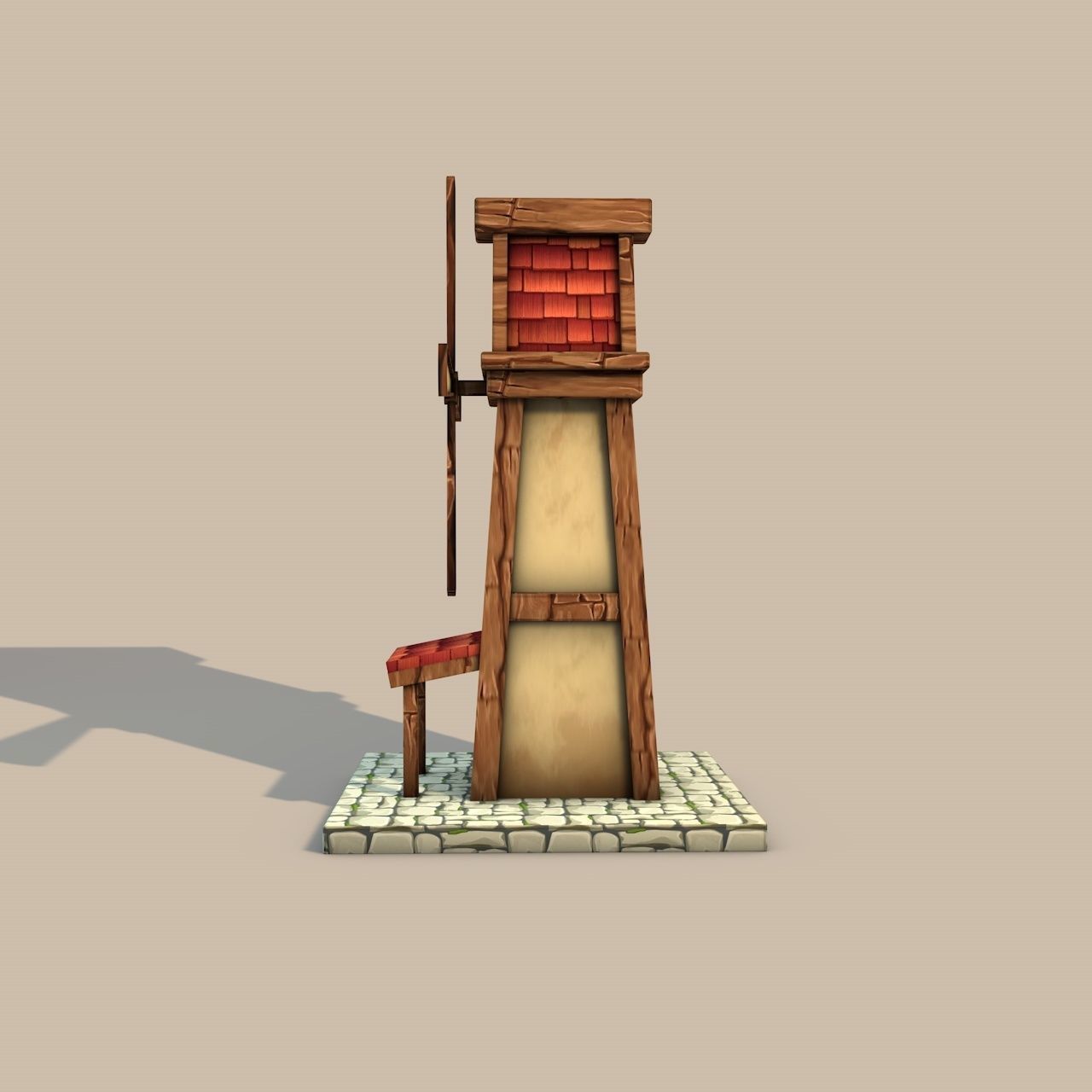 Cartoon Fantasy Mill Low-poly 3D model_2