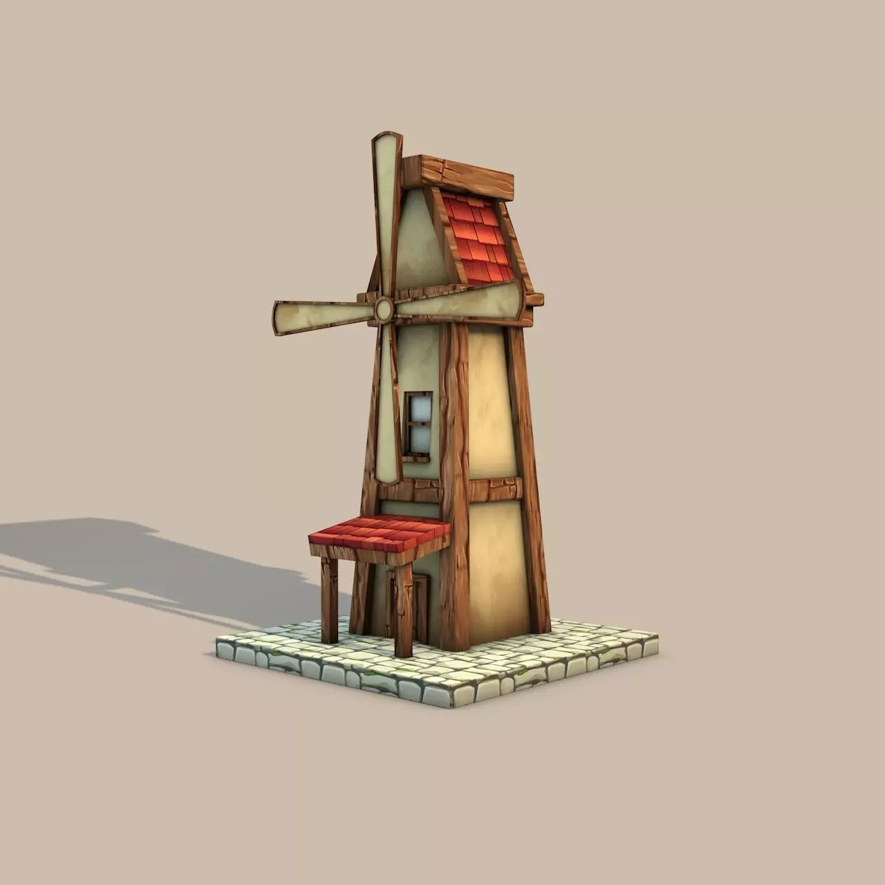 Cartoon Fantasy Mill Low-poly 3D model_0