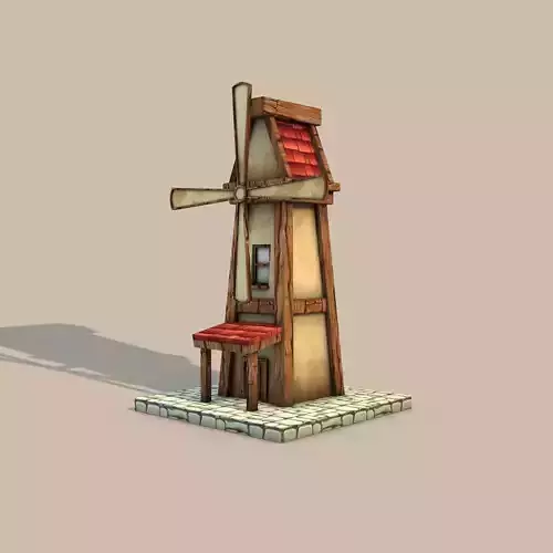 Cartoon Fantasy Mill Low-poly 3D model