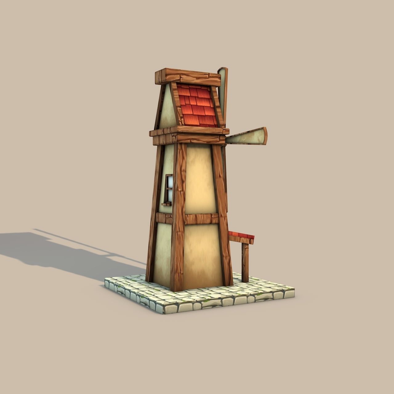 Cartoon Fantasy Mill Low-poly 3D model_5