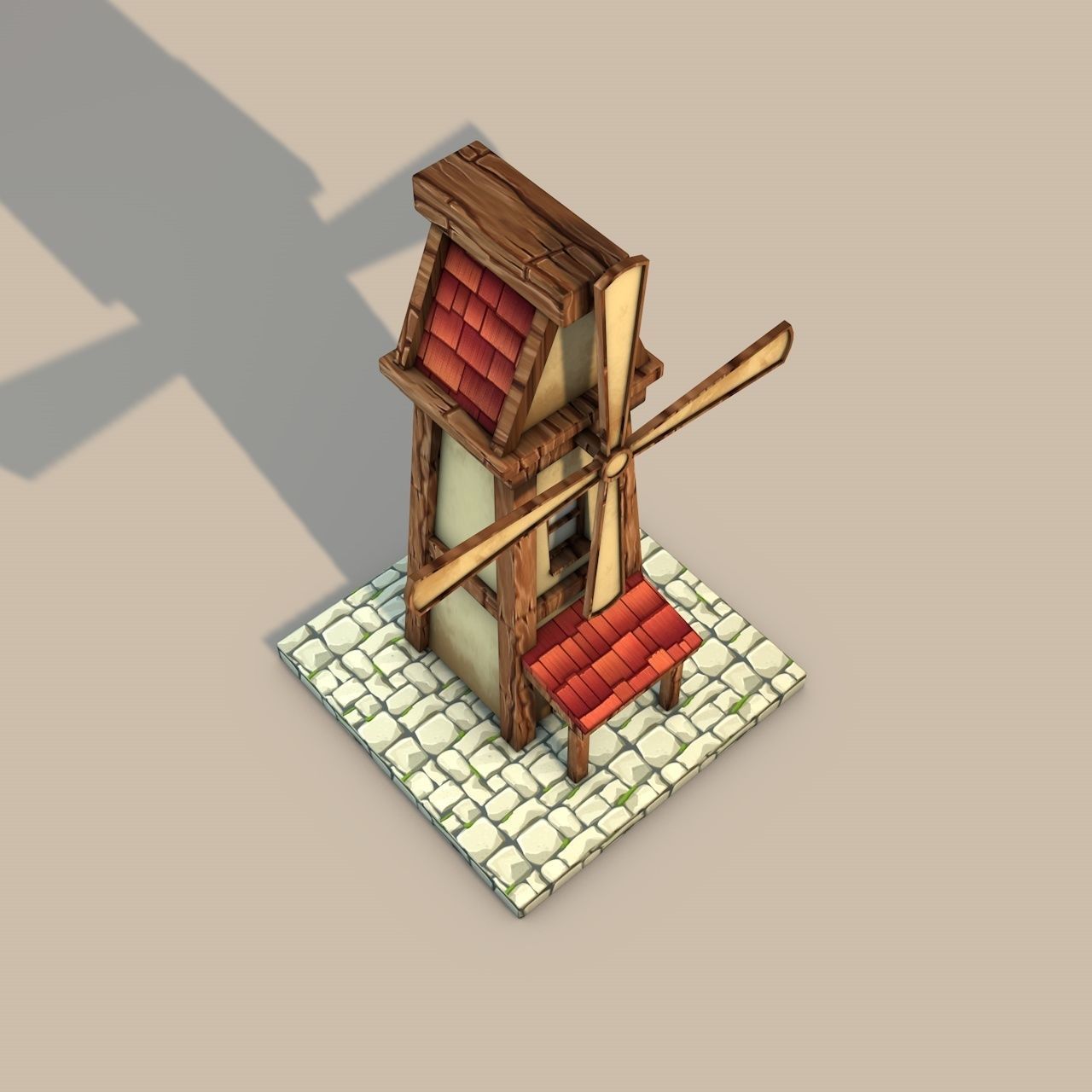 Cartoon Fantasy Mill Low-poly 3D model_7