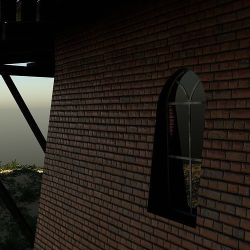 Windmill - Smock mill Low-poly 3D model 2