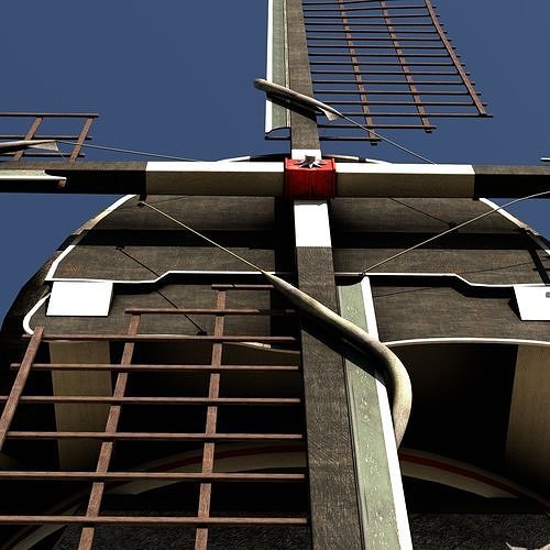 Windmill - Smock mill Low-poly 3D model 6