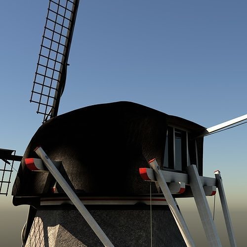 Windmill - Smock mill Low-poly 3D model 4