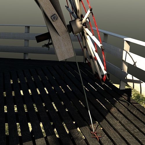 Windmill - Smock mill Low-poly 3D model 5