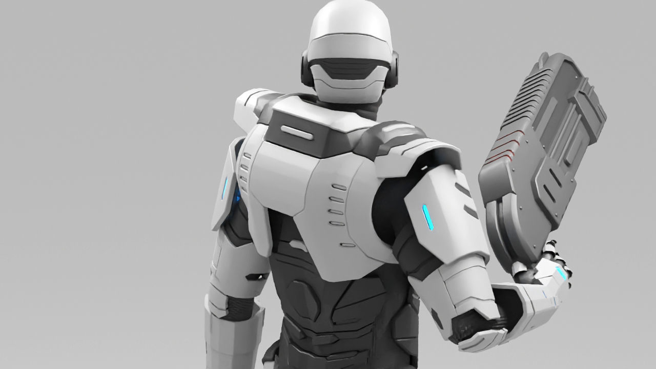 sci fi cap   rigged character 3D model_4