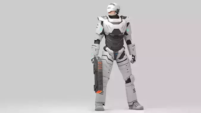 sci fi cap   rigged character 3D model