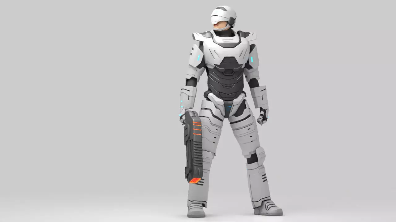 sci fi cap   rigged character 3D model_0