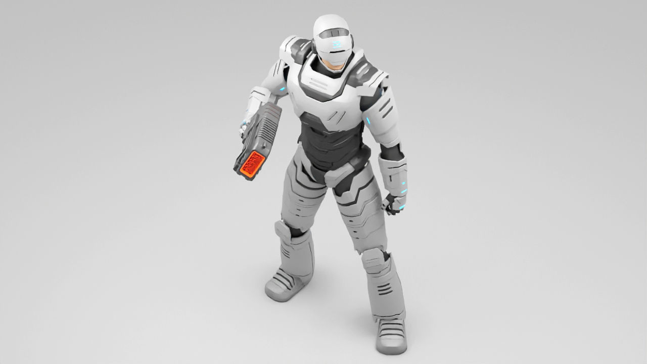 sci fi cap   rigged character 3D model_5