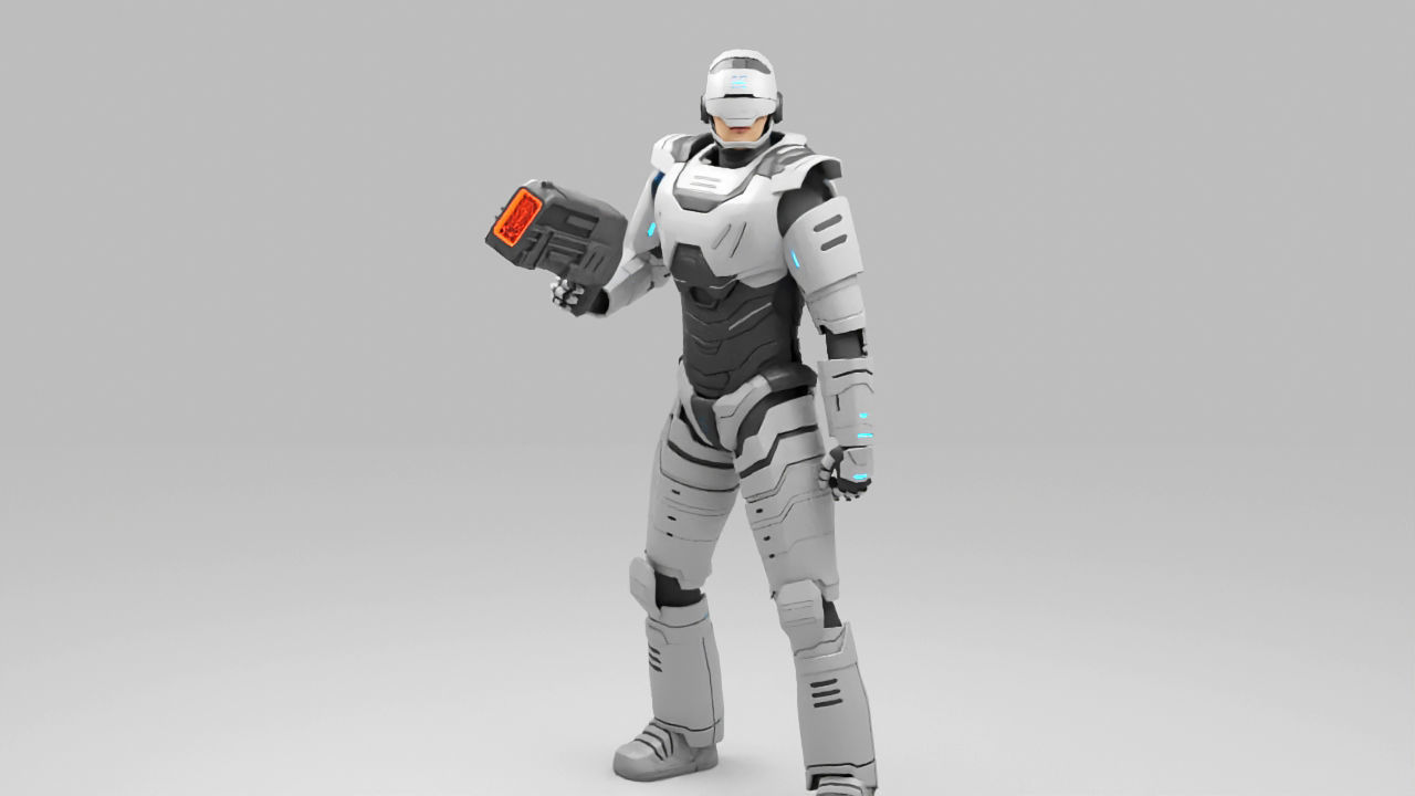 sci fi cap   rigged character 3D model_1