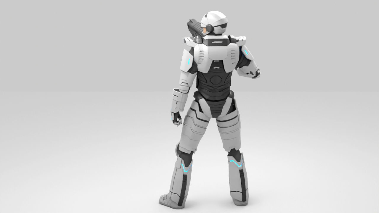 sci fi cap   rigged character 3D model_2