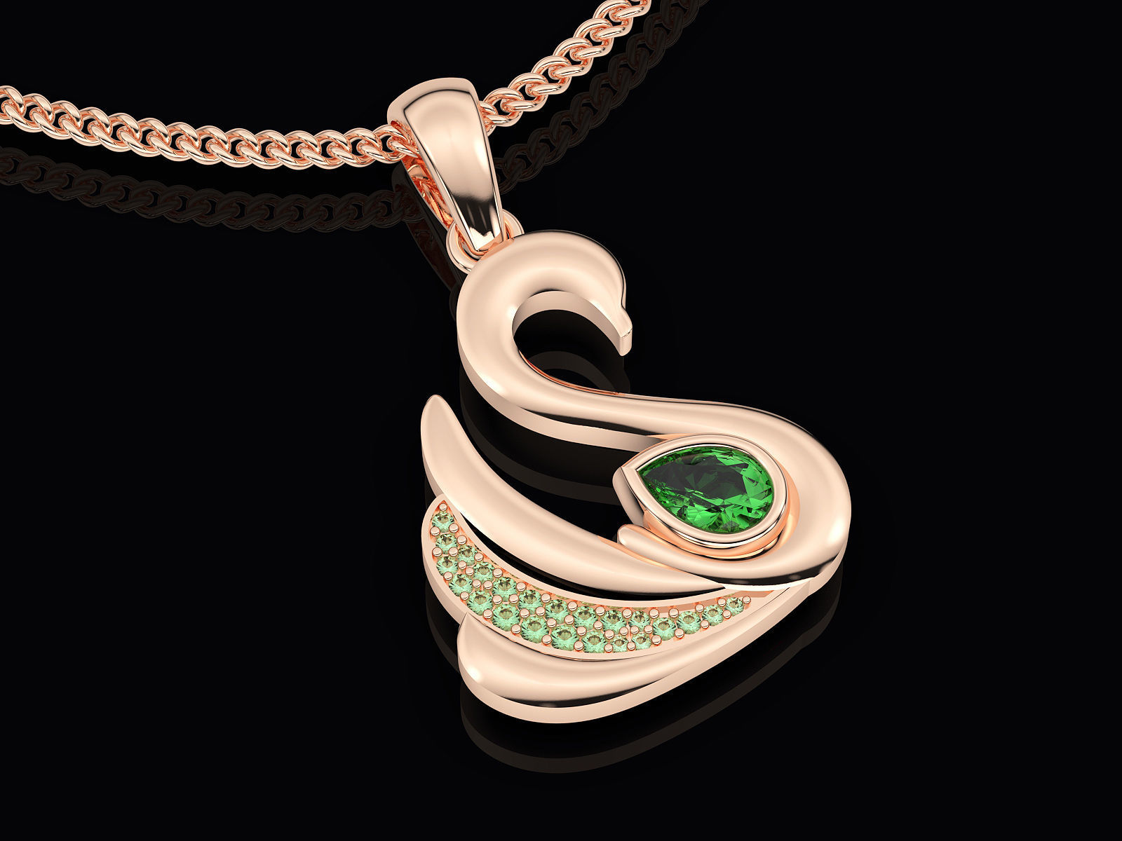 Swan pendant gold jewelry printable 3D model 3D model 3D printable ...