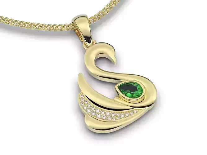 Swan pendant  gold  jewelry printable 3D model