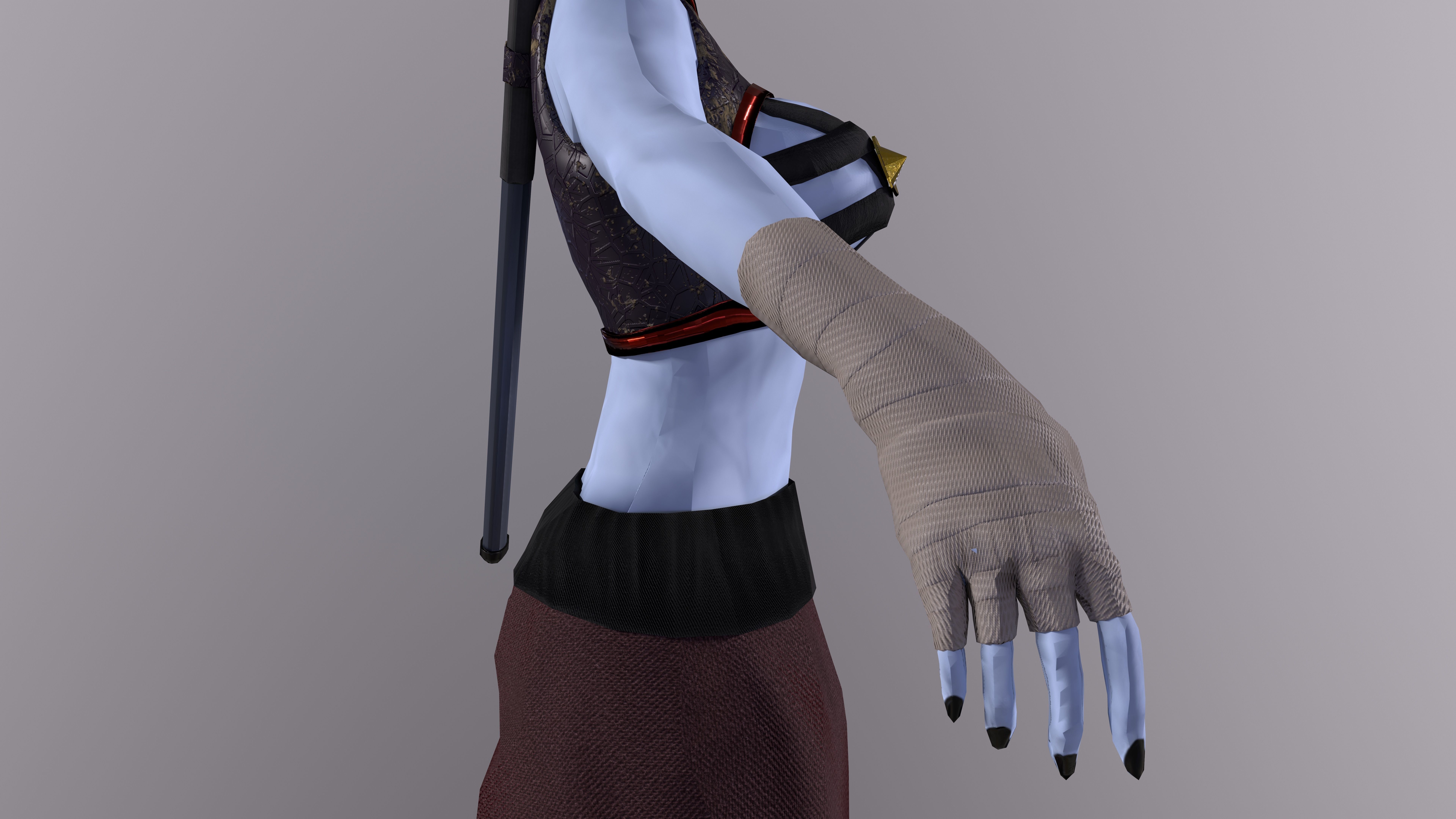 Ninja Girl Game Ready Low-poly 3D model Low-poly 3D model_11