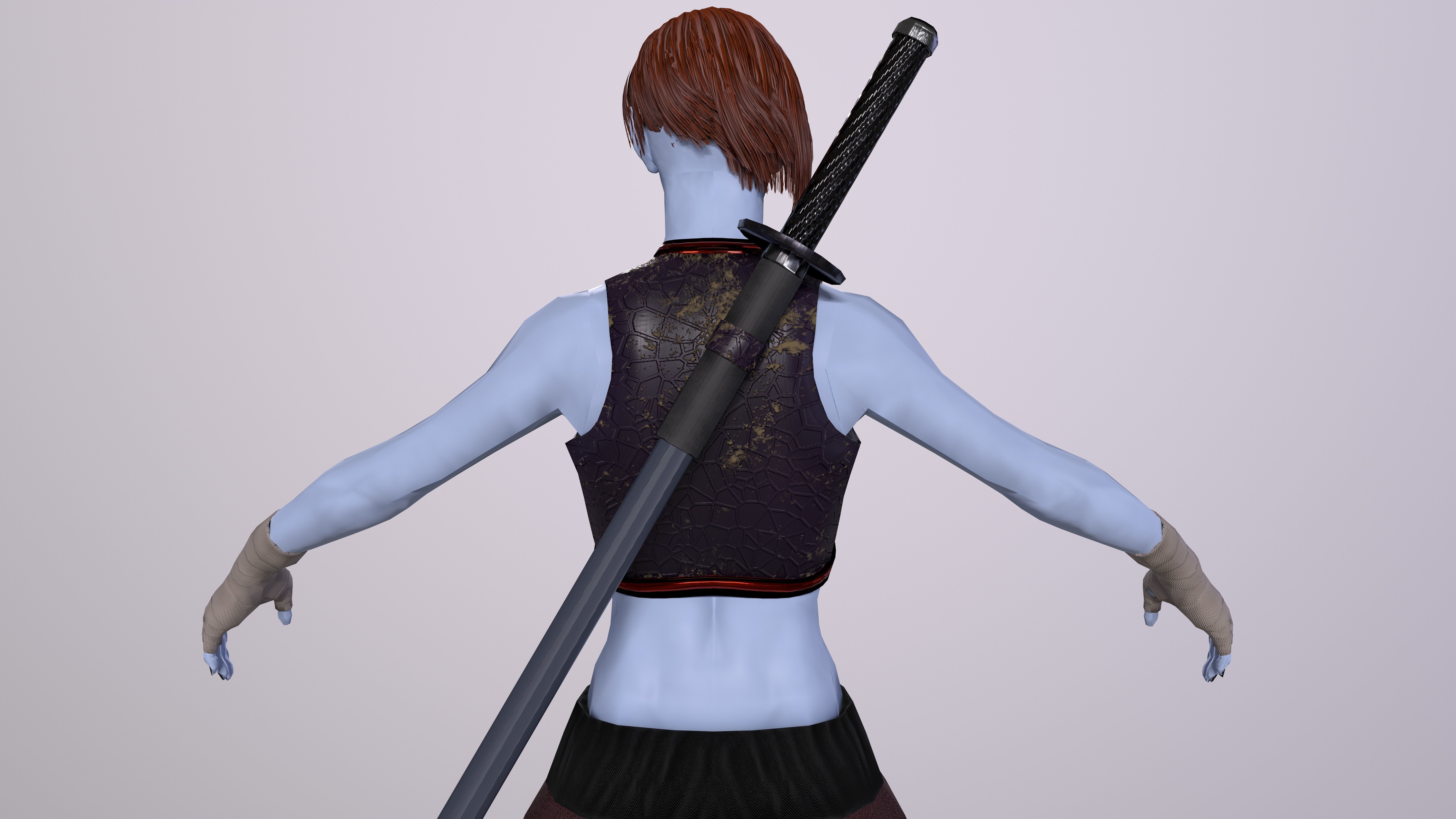 Ninja Girl Game Ready Low-poly 3D model Low-poly 3D model_16