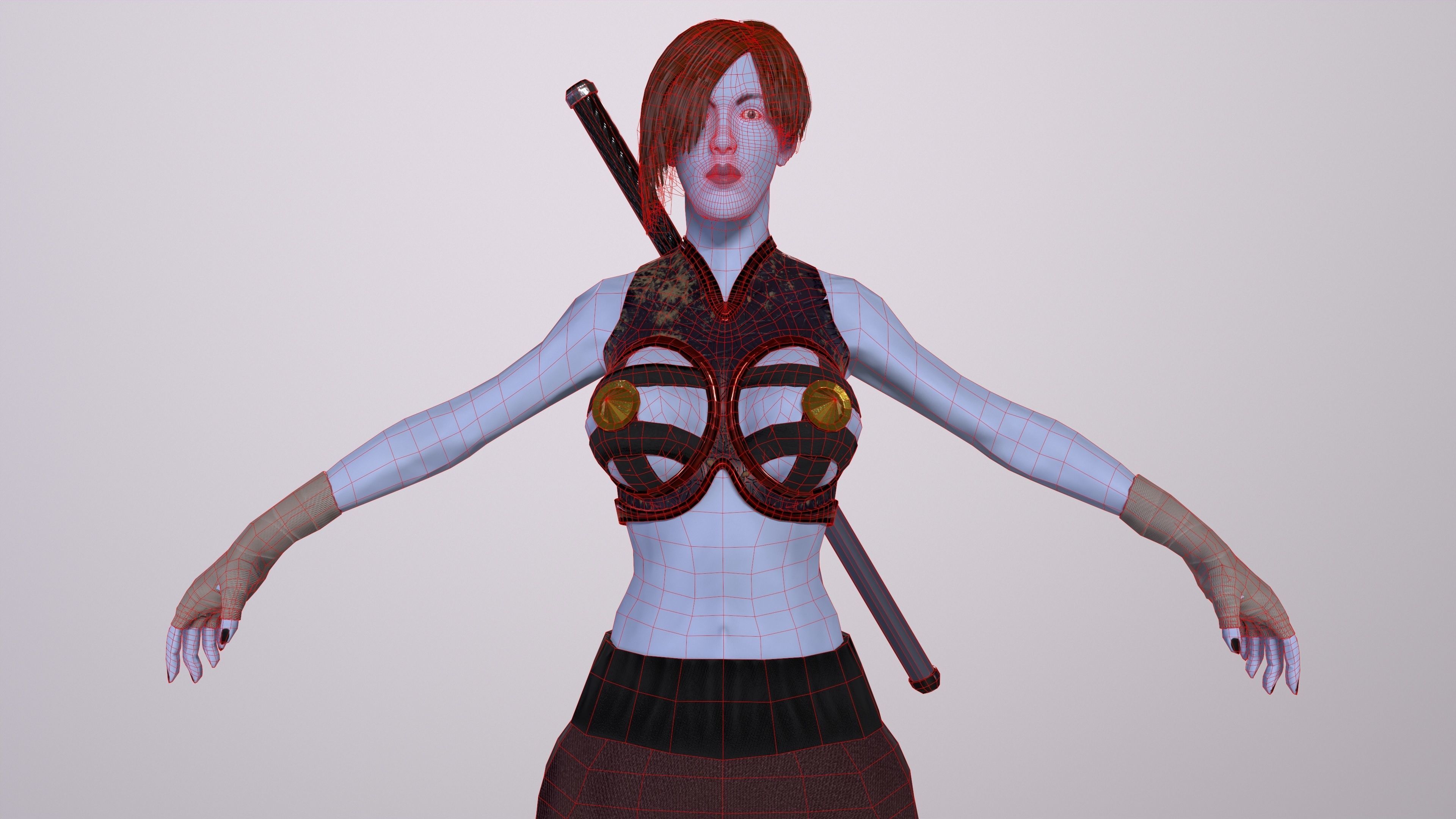 Ninja Girl Game Ready Low-poly 3D model Low-poly 3D model_25