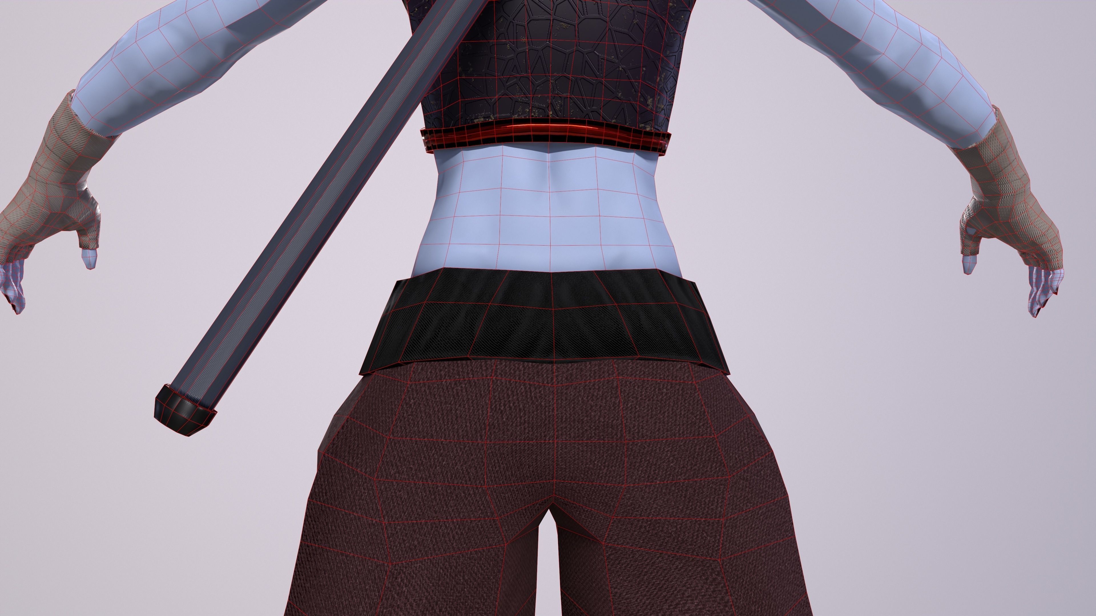 Ninja Girl Game Ready Low-poly 3D model Low-poly 3D model_48