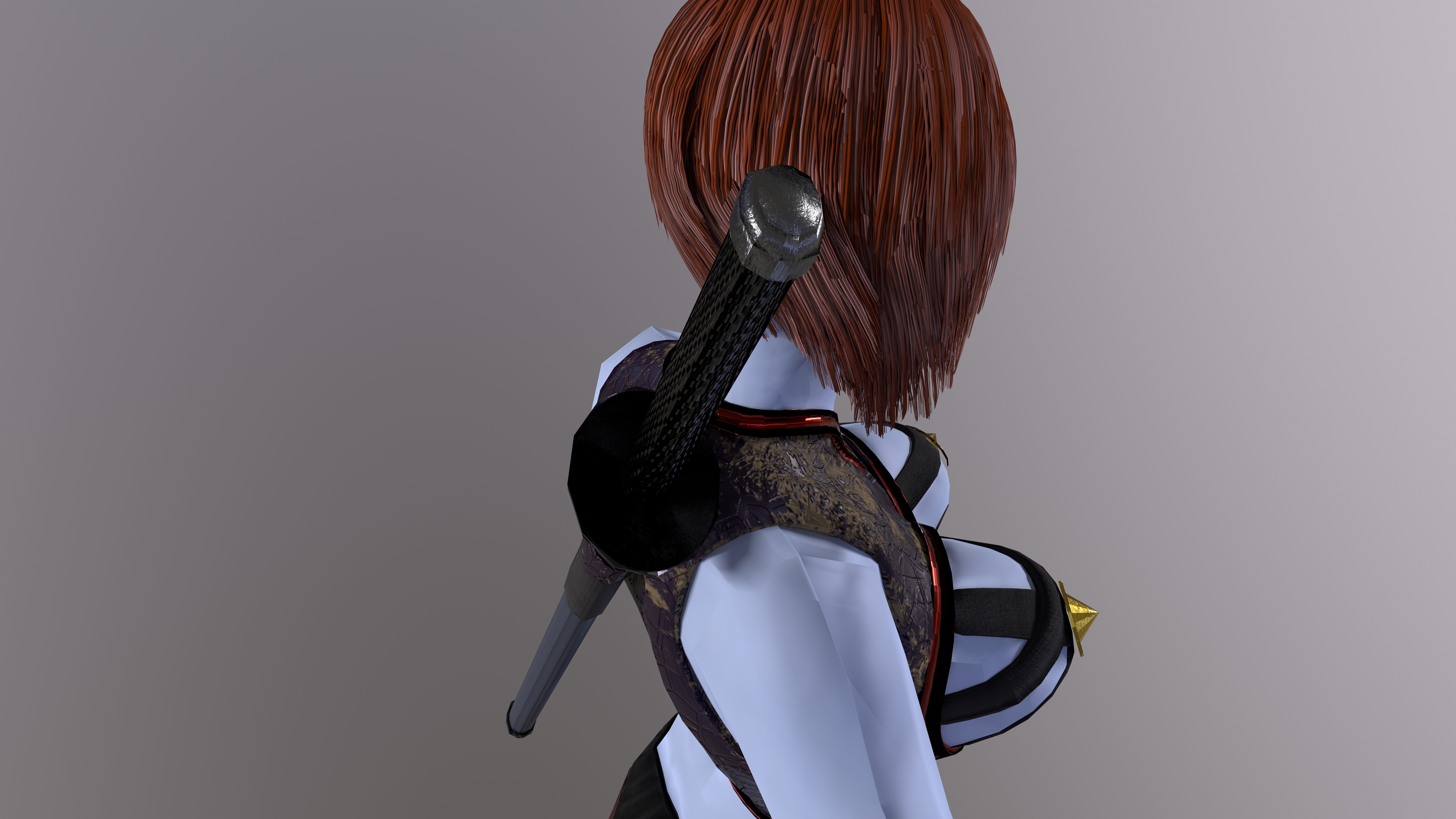 Ninja Girl Game Ready Low-poly 3D model Low-poly 3D model_19