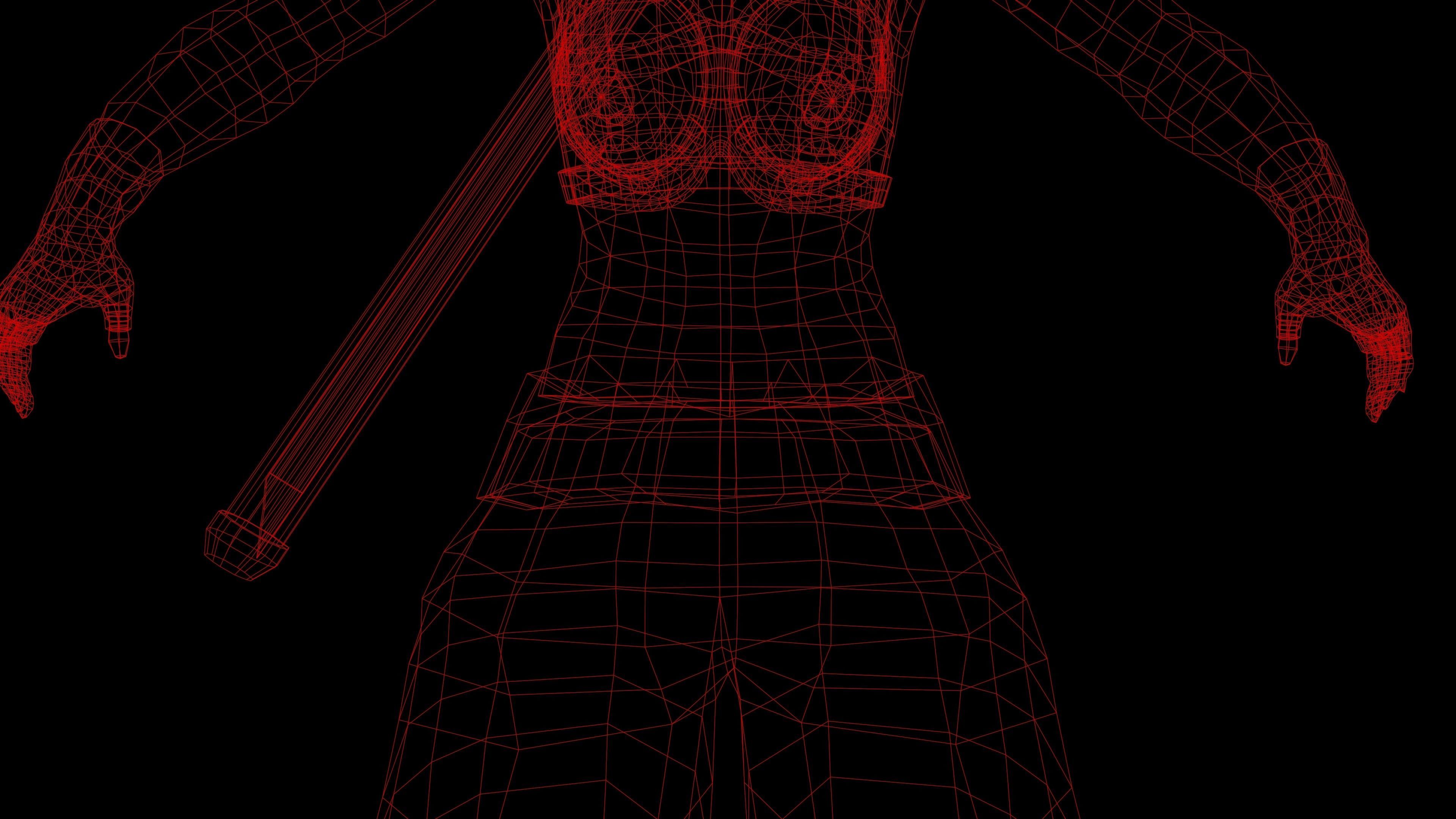 Ninja Girl Game Ready Low-poly 3D model Low-poly 3D model_53