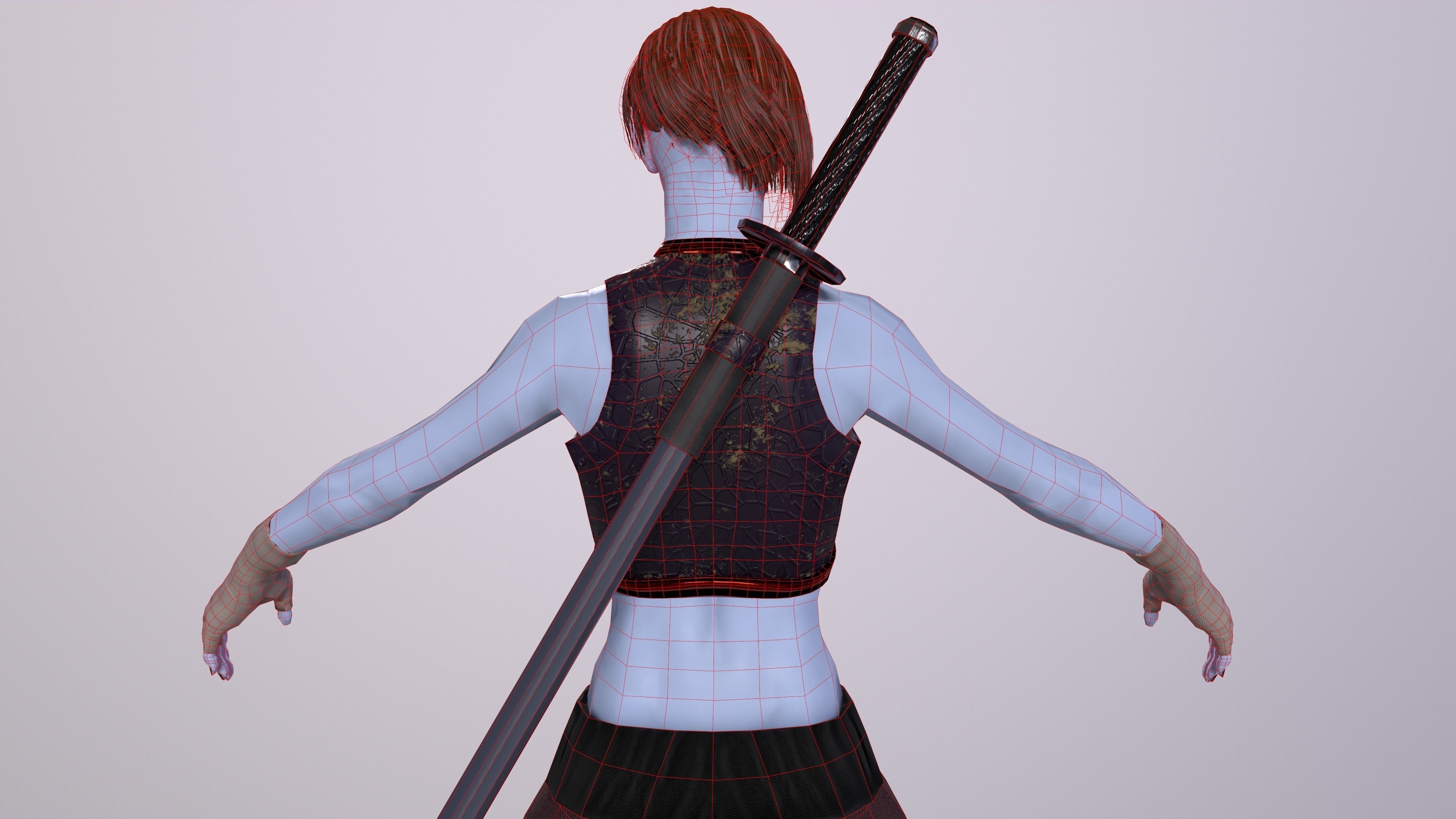 Ninja Girl Game Ready Low-poly 3D model Low-poly 3D model_44