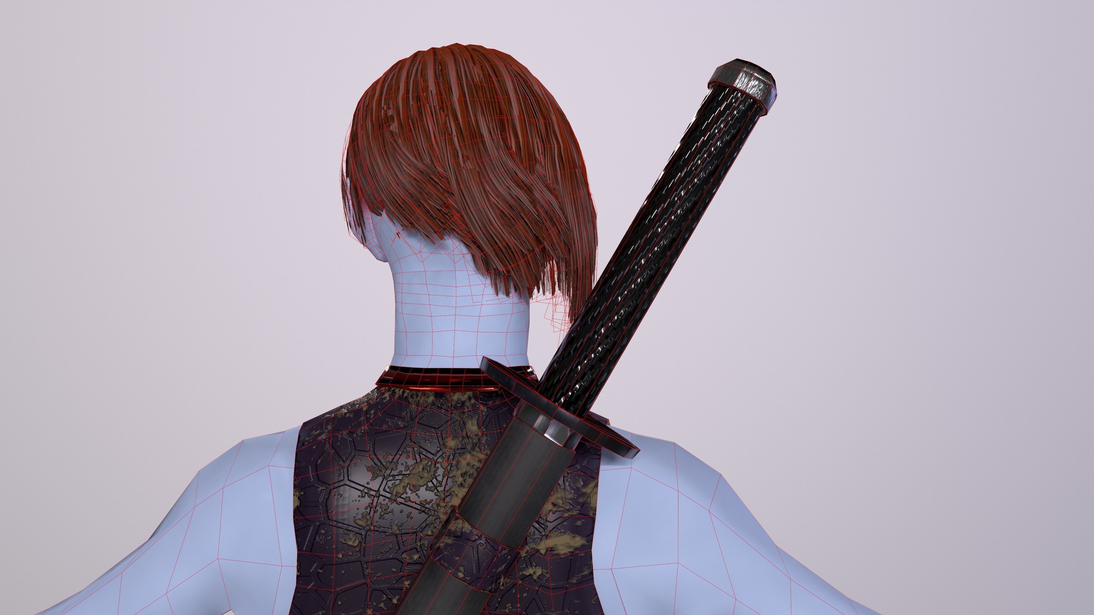 Ninja Girl Game Ready Low-poly 3D model Low-poly 3D model_43