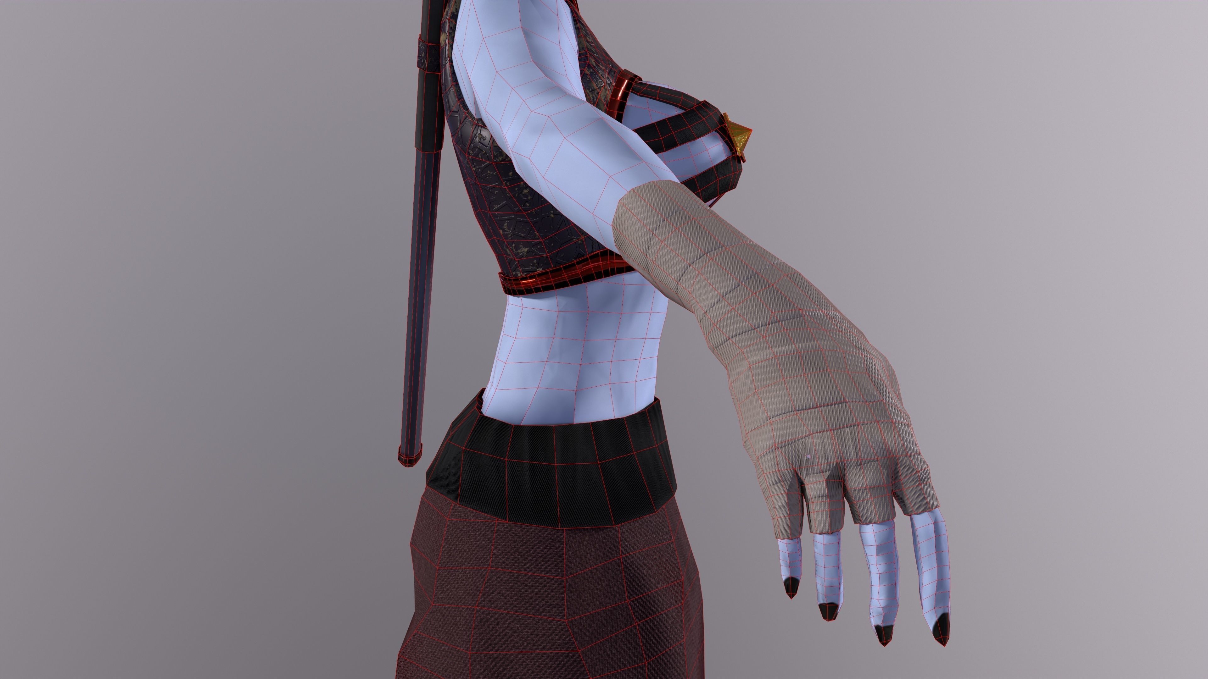 Ninja Girl Game Ready Low-poly 3D model Low-poly 3D model_37