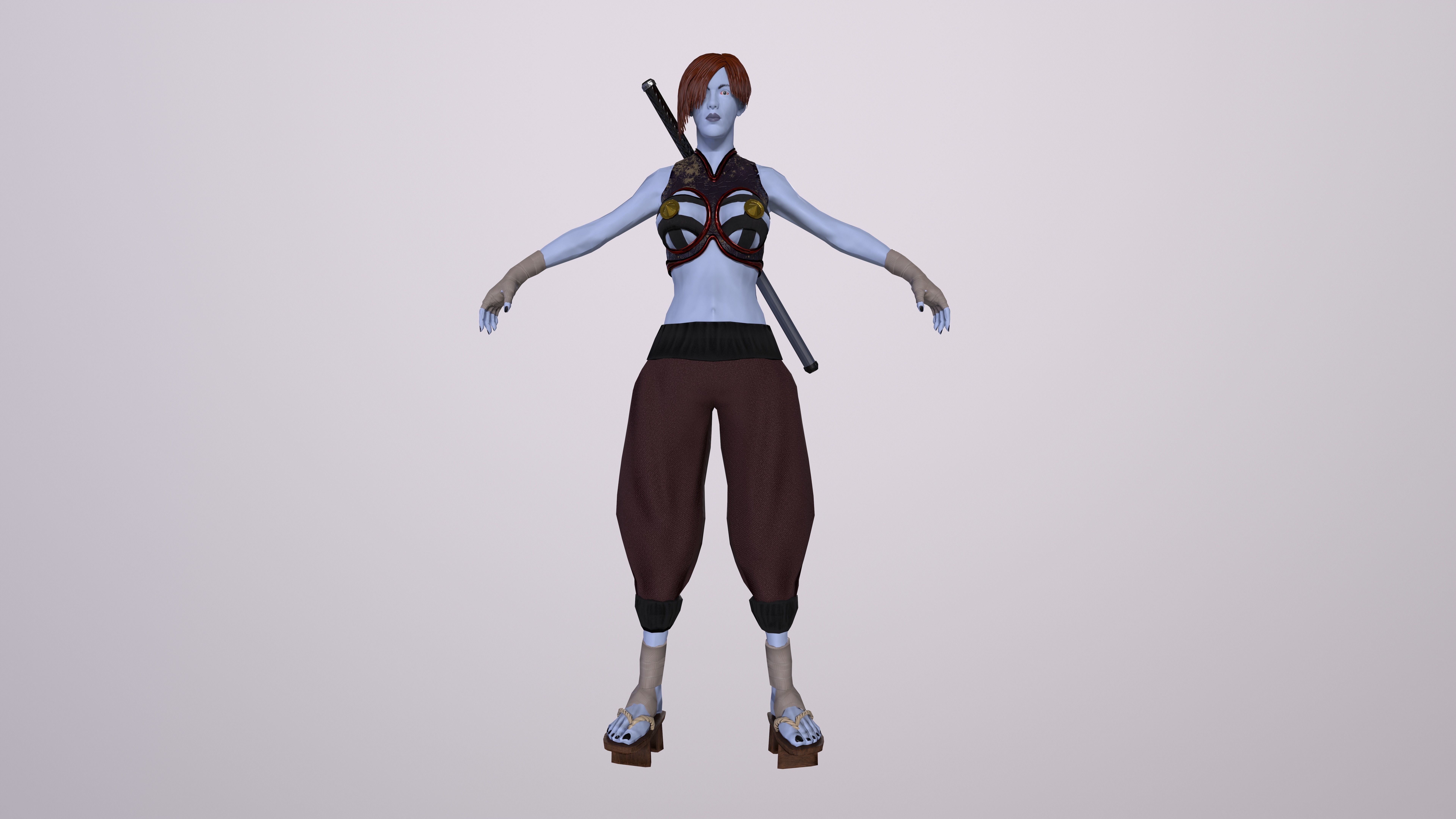 Ninja Girl Game Ready Low-poly 3D model Low-poly 3D model_2