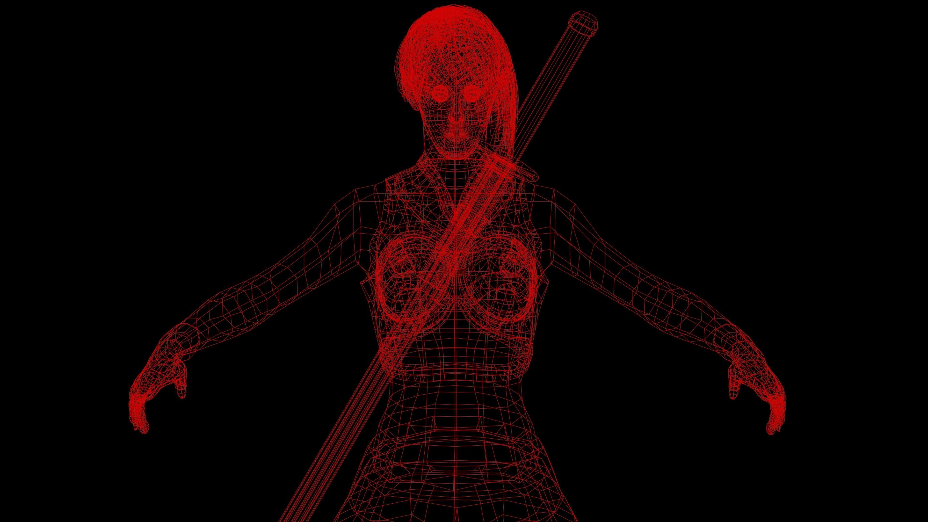 Ninja Girl Game Ready Low-poly 3D model Low-poly 3D model_45