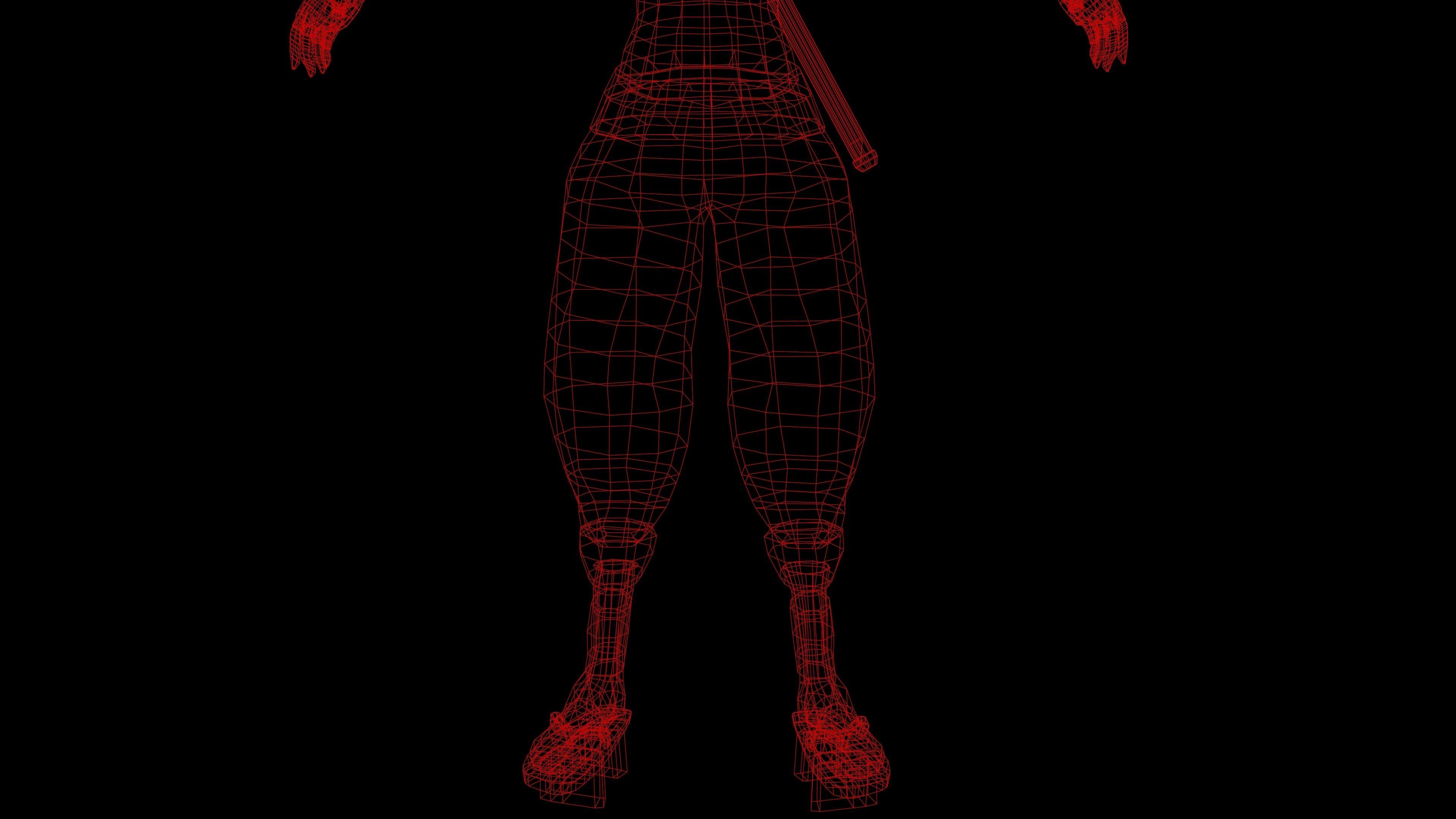 Ninja Girl Game Ready Low-poly 3D model Low-poly 3D model_23